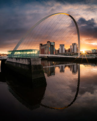 "Sunrise at Gateshead Millennium Bridge"